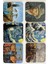 Van Gogh Temalı Ahşap Bardak Altlığı Ahşap Baskılı Altlık 6'lı Set (9 x 9 cm ) KARBONNM14 2