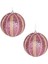 Yılbaşı Topu Şerit Inci Boncuk Figürlü 2'li Paket Pembe 9 cm . 1