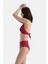 Bordo Tül Detaylı Yüksek Bel Bikini Alt 3