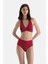 Bordo Tül Detaylı Yüksek Bel Bikini Alt 4