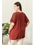 Eteği Bağlamalı Omuz Detaylı Büyük Beden Kiremit Bluz 4