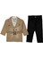Erkek 2/5 Yaş Kareli Çift Düğmeli Kemerli 3 Lü Takım 1