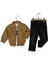Erkek 2/5 Yaş Kabartmalı Deri Ceketli Takım 1