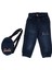 Kız 1/4 Yaş Çantalı Taşlı Kot Pantolon 1