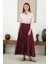 Kraşlı Vual Etek Bordo 6