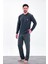 Erkek Yazlık Desenli Uzun Kollu Düğmeli Penye Pijama Takımı 3