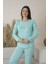 Kadın Yazlık Puantiyeli Uzun Kollu Viskon Pijama Takımı 2