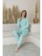 Kadın Yazlık Puantiyeli Uzun Kollu Viskon Pijama Takımı 4