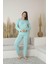 Kadın Yazlık Puantiyeli Uzun Kollu Viskon Pijama Takımı 1