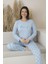Kadın Yazlık Yıldız Desenli Uzun Kollu Viskon Pijama Takımı 3
