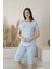 Kadın Yazlık Yıldız Desenli Kısa Kollu Kaprili Viskon Pijama Takımı 4