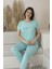 Kadın Yazlık Puantiyeli Kısa Kollu Viskon Pijama Takımı 2