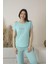 Kadın Yazlık Puantiyeli Kısa Kollu Viskon Pijama Takımı 5