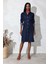 Rins Yıkamalı Kuşaklı Midi Boy Denim Elbise 1054 4