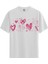 Pink Hearts - Pamuklu Kadın Beyaz Tişört - Premium Quality 1