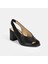 Valtor Siyah Kadın Lastik Bantlı Slingback Topuklu Günlük Ayakkabı 5