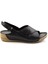 Siyah Leather Kadın Sandalet K05331031103 1