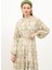 Desenli Elbise Olive 4