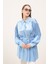Yakası Çiçek Broşlu Tunik Bebe Mavisi 3