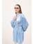 Yakası Çiçek Broşlu Tunik Bebe Mavisi 4