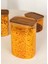 Akasya Dikdörtgen Cam Kavanoz Seti Amber 4 Parça 1200 ml 3