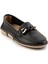 Siyah Leather Kadın Loafer Ayakkabı K01028130303 2