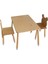 Wood&joy Doğal Ahşap Düz Etkinlik Masası, Çalışma Masası + 2 Sandalye Seti 2