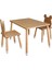 Wood&joy Doğal Ahşap Düz Etkinlik Masası, Çalışma Masası + 2 Sandalye Seti 4