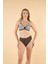 Dijital Desenli Toparlayıcı Luplu Bikini Takımı - Kahverengi 1