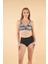 Yüksek Bel Kruvaze Zebra Desenli Bikini Takımı - Siyah 1