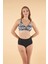Yüksek Bel Kruvaze Zebra Desenli Bikini Takımı - Siyah 4