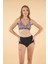 Yüksek Bel Kruvaze Desenli Bikini Takımı - Siyah 3