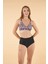 Yüksek Bel Kruvaze Desenli Bikini Takımı - Siyah 5