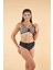 Kaz Ayağı Desenli Toparlayıcı Luplu Bikini Takımı - Kahverengi 4