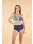 Yüksek Bel Kruvaze Yaprak Desenli Bikini Takımı - Lacivert 3