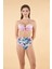 Desenli Yüksek Bel Britli Bikini Takımı - Pudra Mavi 5