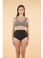 Yüksek Bel Kruvaze Çapraz Desenli Bikini Takımı - Siyah 1