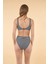Kemerli Kruvaze Çizgi Desenli Bikini Takımı - Siyah Bayaz 2