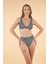 Kemerli Kruvaze Çizgi Desenli Bikini Takımı - Siyah Bayaz 3