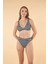 Kemerli Kruvaze Çizgi Desenli Bikini Takımı - Siyah Bayaz 4