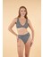 Kemerli Kruvaze Çizgi Desenli Bikini Takımı - Siyah Bayaz 5