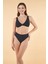 Kemerli Kruvaze Çizgi Dokulu Bikini Takımı - Siyah 3