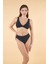 Kemerli Kruvaze Çizgi Dokulu Bikini Takımı - Siyah 4