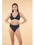 Kemerli Kruvaze Çizgi Dokulu Bikini Takımı - Siyah 5