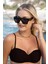 Drapeli Kaplı Straplez Bikini Takımı - Siyah 2
