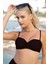 Drapeli Kaplı Straplez Bikini Takımı - Siyah 4