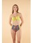 Desenli Yüksek Bel Britli Bikini Takımı - Sarı 4