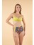 Desenli Yüksek Bel Britli Bikini Takımı - Sarı 5