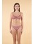 Çiçek Desenli Büzgülü Balenli Bikini Takımı - Pembe 1