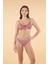 Çiçek Desenli Büzgülü Balenli Bikini Takımı - Pembe 3